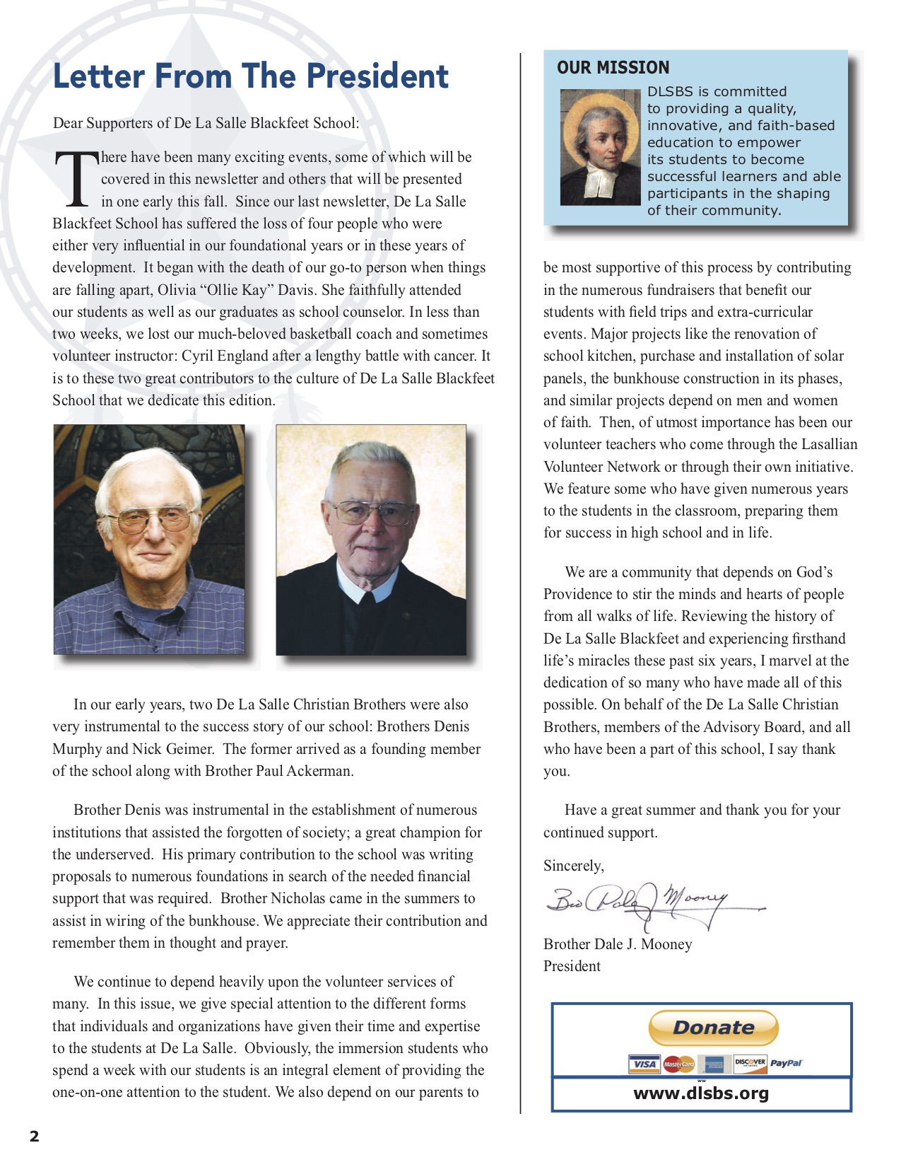 De La Salle Blackfeet Newsletter Summer 2018 pg2