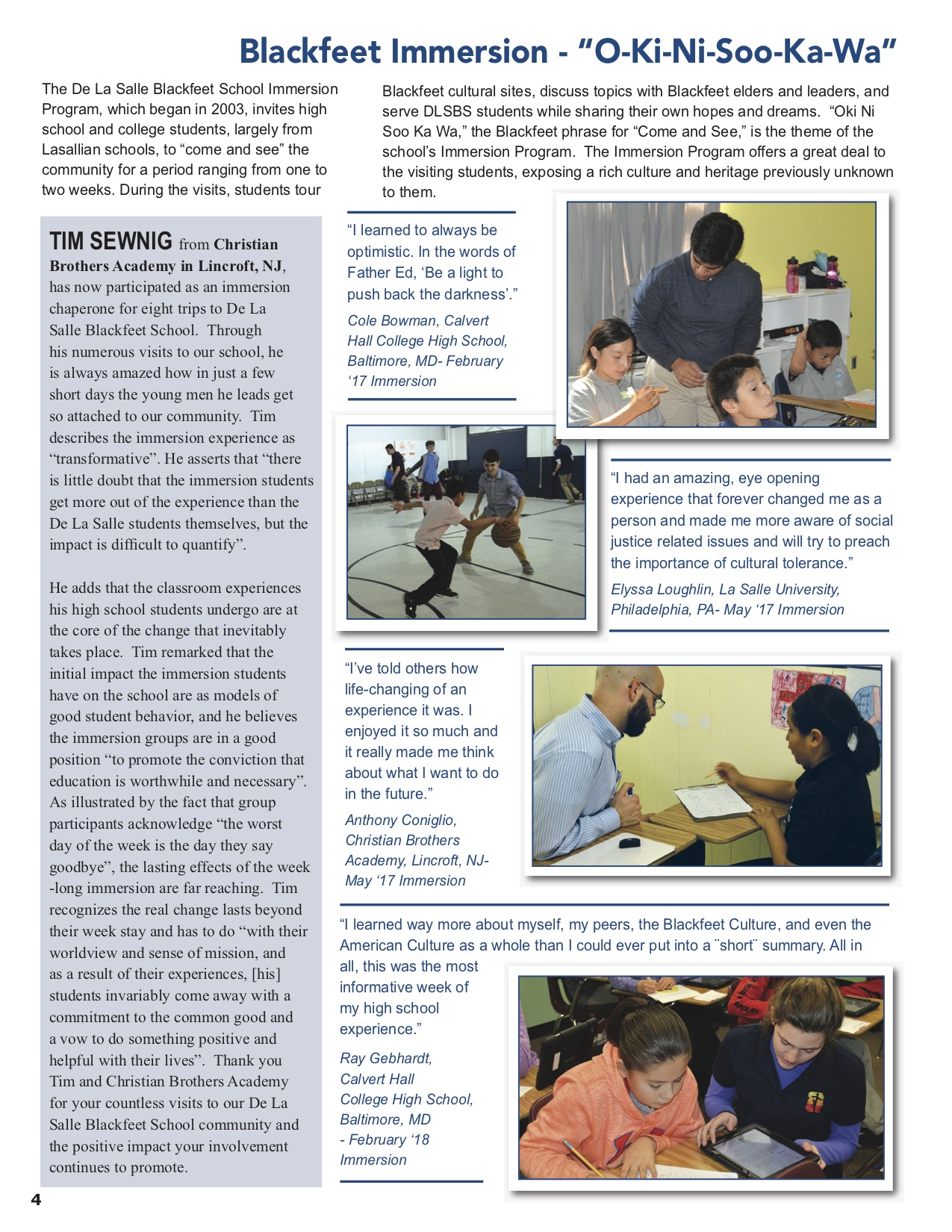De La Salle Blackfeet Newsletter Summer 2018 pg4